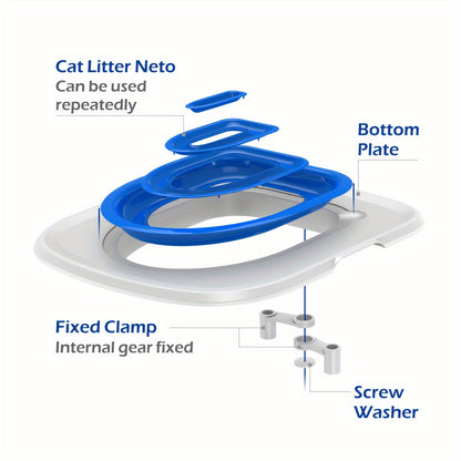 Toilet train your cat with ease using the fixed clamp design of this square plastic litter box kit. It is reusable, easy to install, and fits most toilet bowls.