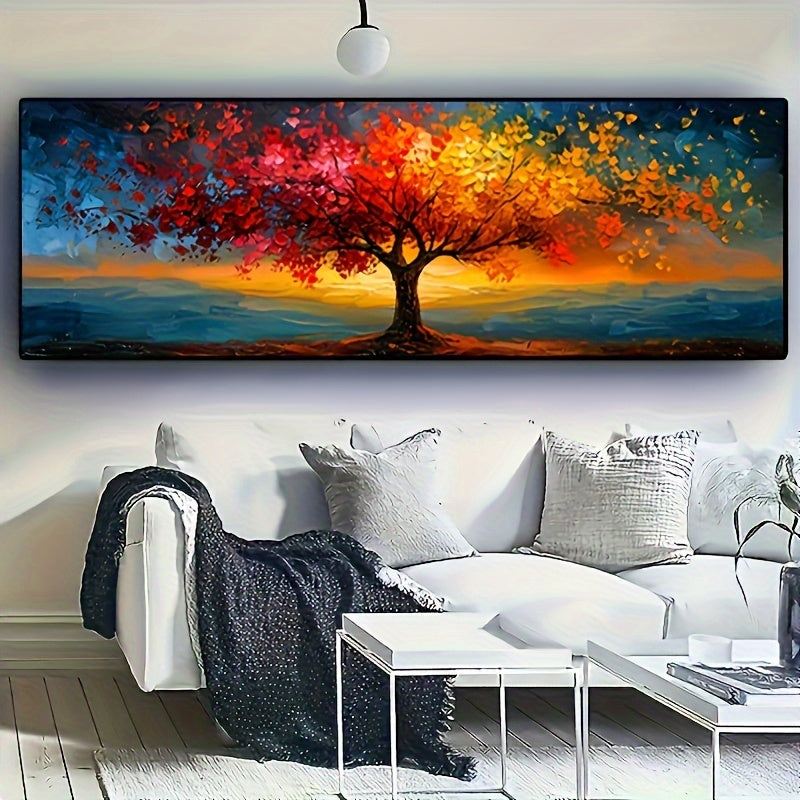 Large Tree of Life Canvas Print - Abstract Wall Art with Geometric Patterns, Frameless, Suitable for Modern Home Decor in Living Room, Bedroom, Office, and Bathroom.