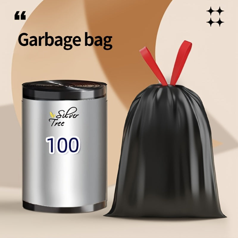 Heavy-duty, leak-proof polyethylene drawstring garbage bags come in a pack of 6 rolls. These thick bags have an automatic closure for easy cleaning and are perfect for use in the home, office, living room, bedroom, bathroom, toilet, and kitchen. Ideal