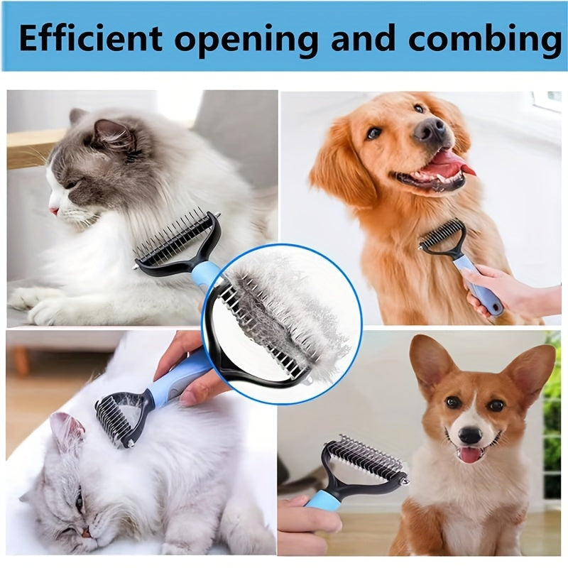 Double sided pet fur knot cutter for dog grooming and shedding, also suitable for removing pet cat hair.