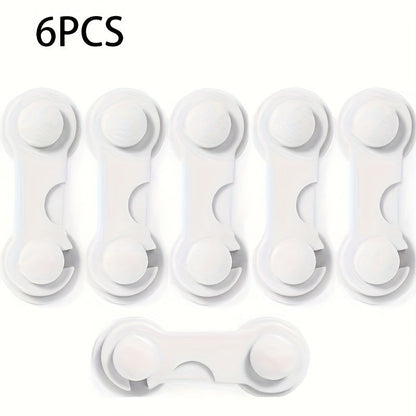 Set of 6 Child Safety Locks - Made of BPA-Free White Plastic - Keep Cabinets & Drawers Secure with Reliable Latches