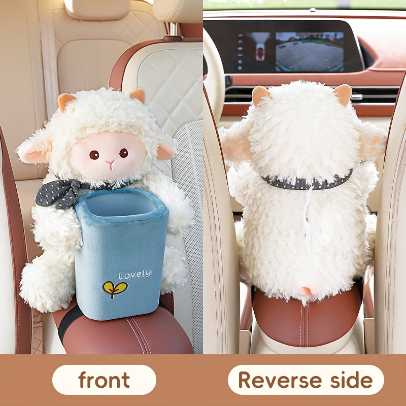 Car tissue holder and trash can combo for cute and original car storage. Suitable for car armrest interior accessories.