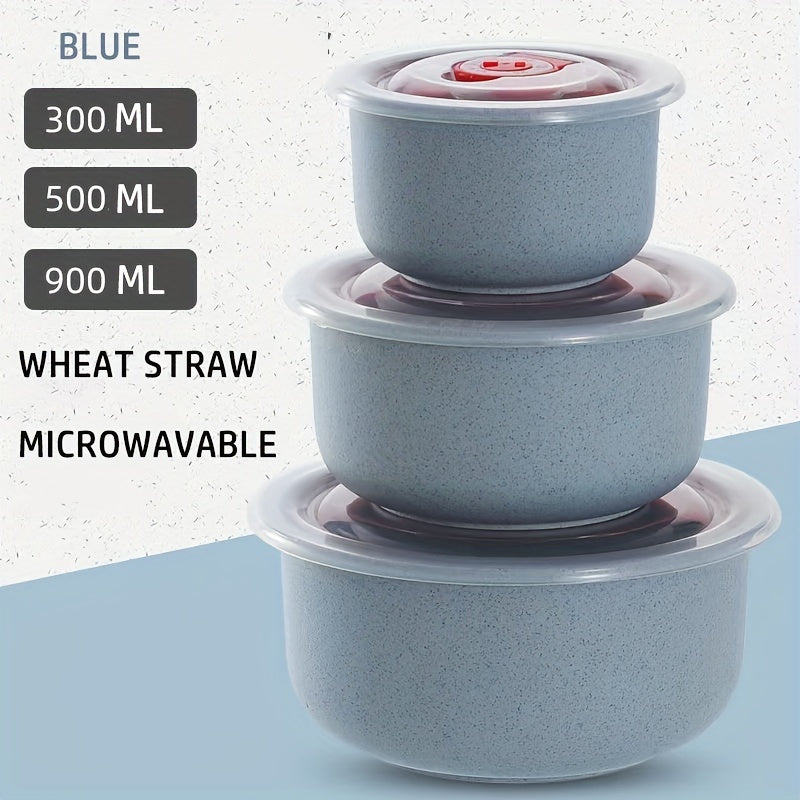 Top Pick: Set of 3 High-Quality Wheat Straw Bowls - Microwave Safe, Ideal for Lunch, Bento Boxes & Rice - Preserves Freshness of Food