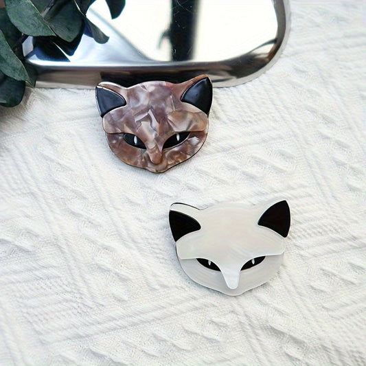 Colorful acrylic cat brooch, a cute and novel fashion accessory for women. This animal-shaped pin is perfect for adding a fun touch to clothing and jewelry decor.