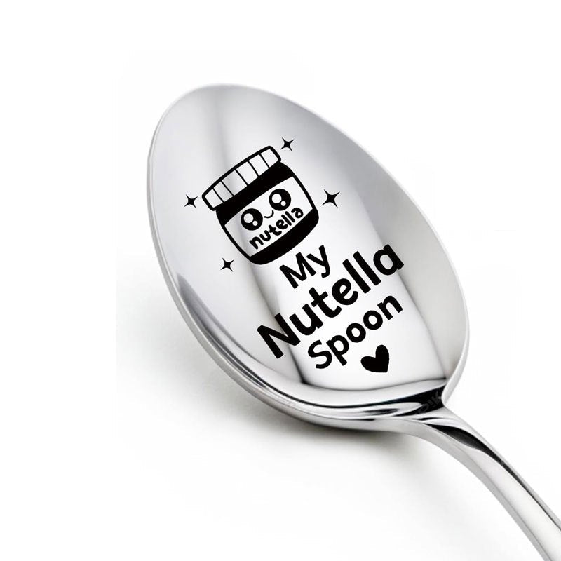 Engraved Stainless Steel Spoon with "My Nutella" Design - Great for Coffee, Dessert, and Ice Cream - Perfect for Valentine's Day, Mother's Day, Thanksgiving, Christmas, Graduation - Makes a Fantastic Gift