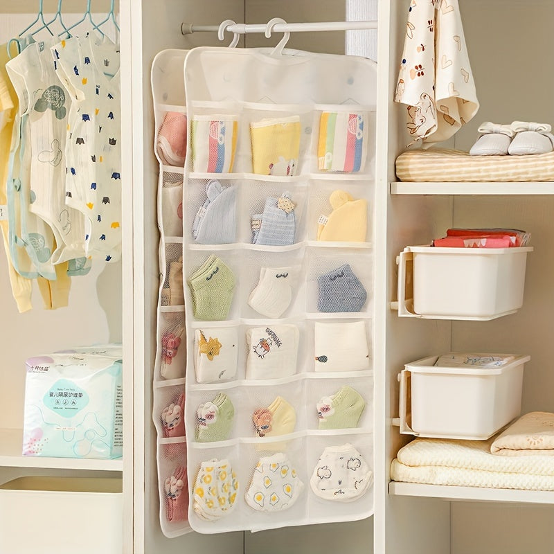 18-Pocket Over-the-Door Organizer - Compact Space-Saving Storage Solution for Nursery and Kids' Room.