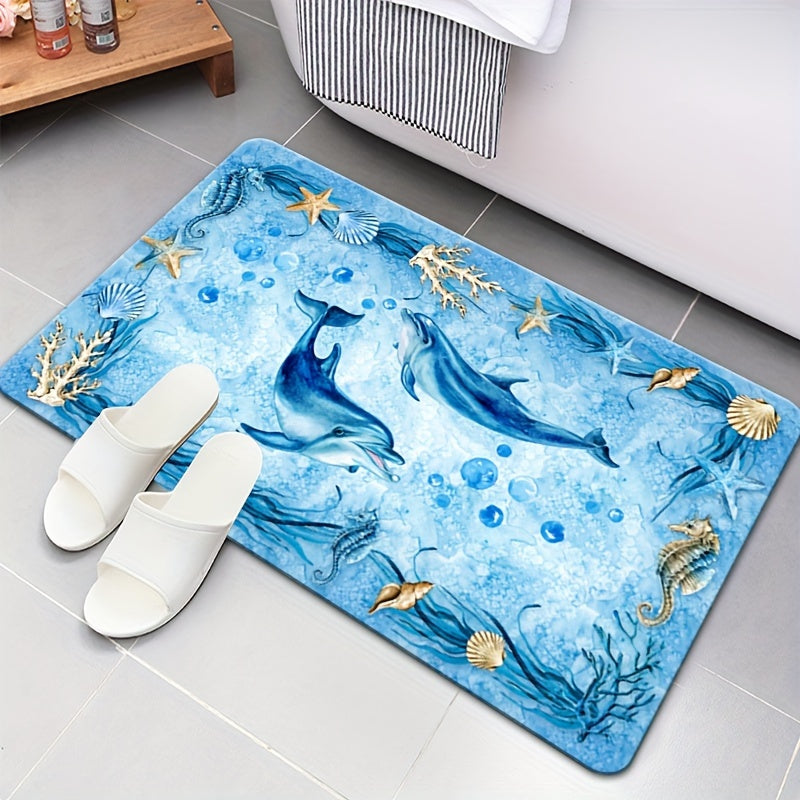 Set of two kitchen floor mats in flannel material, a toilet floor mat, a bathtub edge foot mat, an absorbent bedroom floor mat, a living room carpet, a coffee table floor mat, a balcony floor mat, a bay window floor mat, a door mat, a printed floor mat