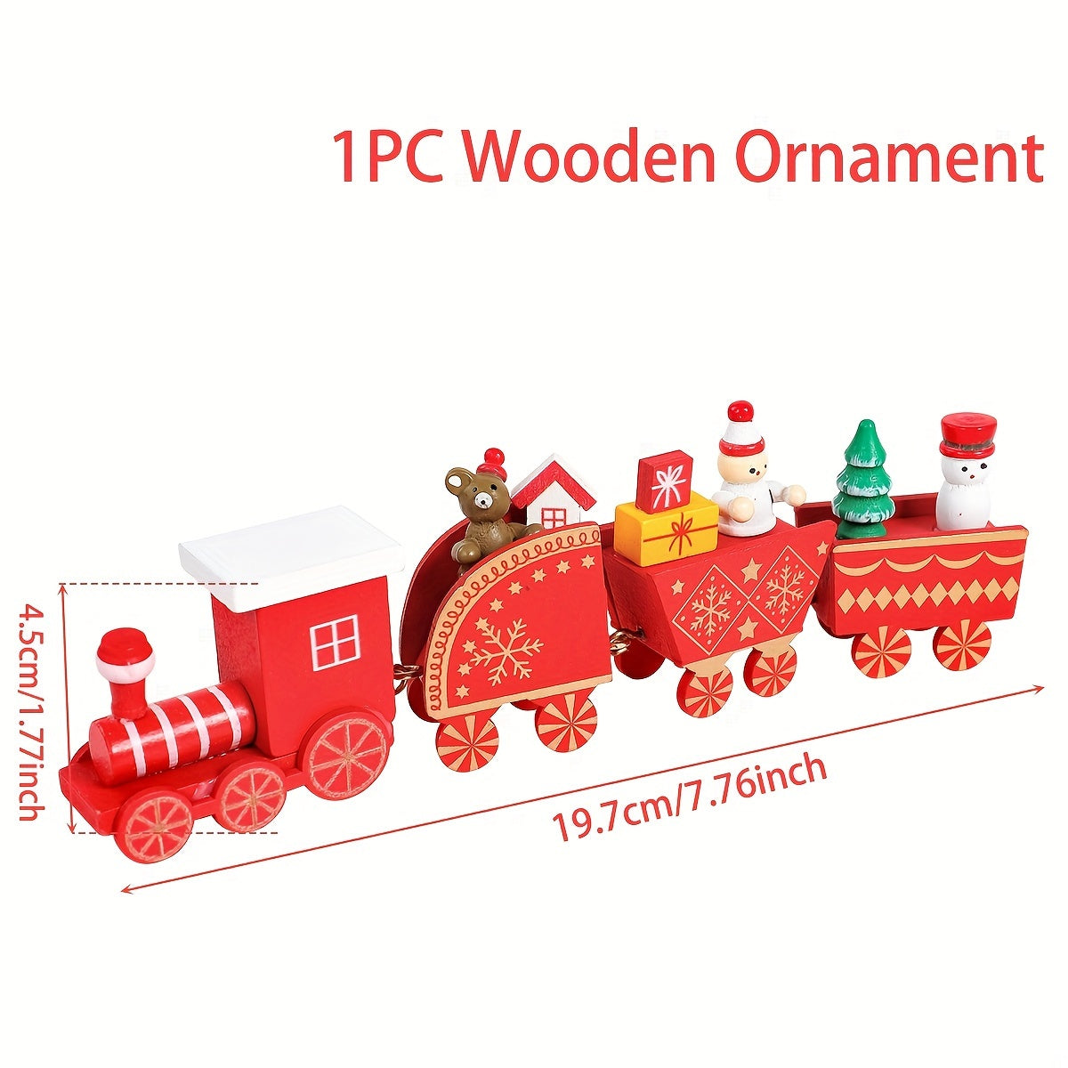 Wooden train ornament for a Merry Christmas celebration - ideal tree decor and gift.