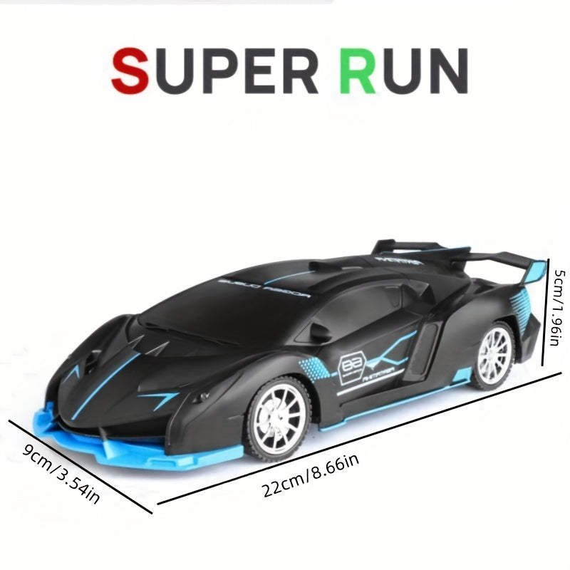 High-speed RC drift racing car with LED lights in red, blue, or black - perfect holiday gift for winter.