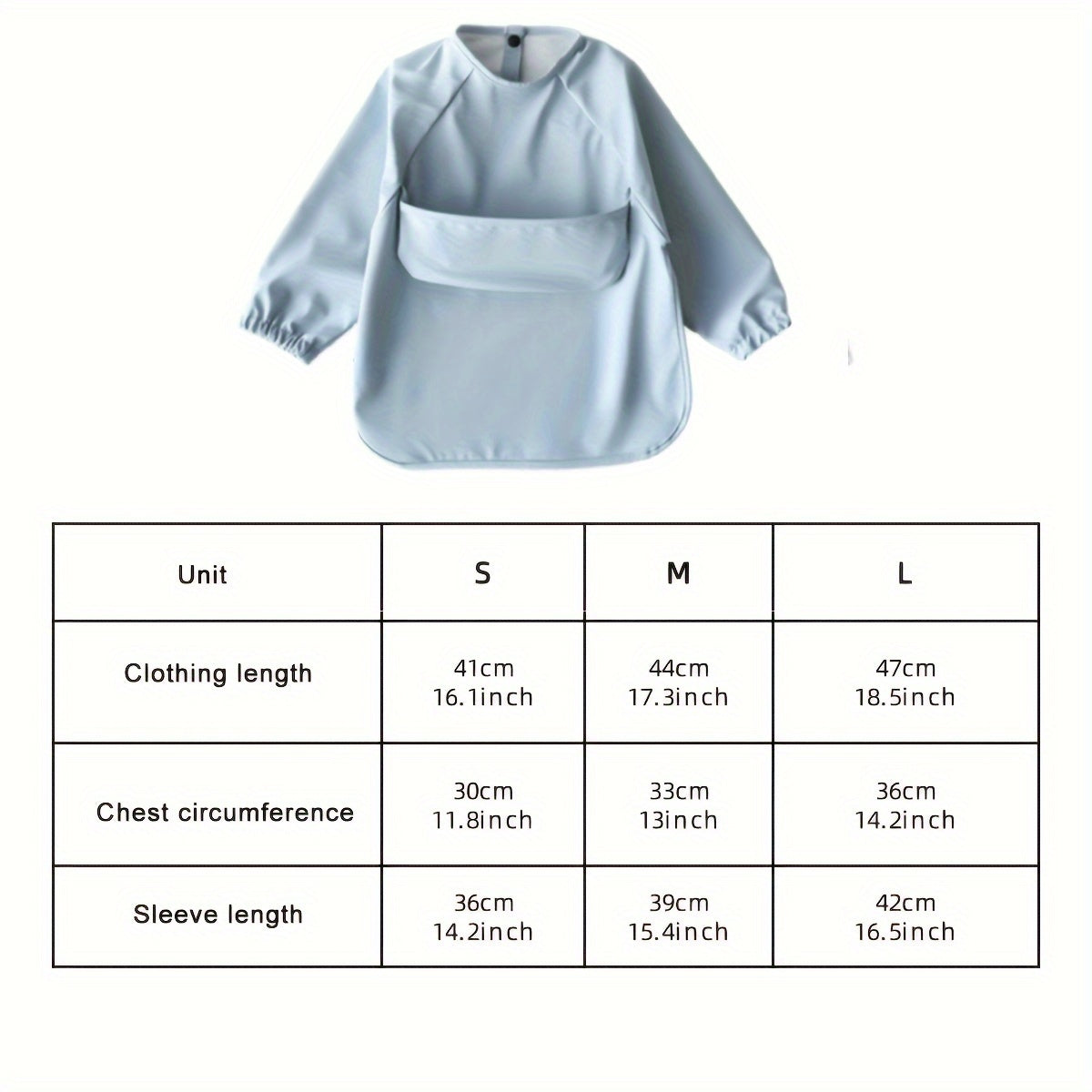 Wearing a Long Sleeve Soft PU Material Bib that Covers and Protects Eating Clothes, Waterproof and Reversible for Easy Cleaning.