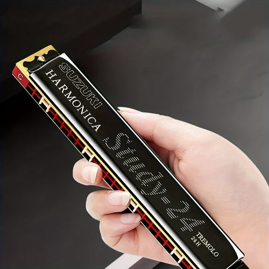 24-hole double tone C key professional Suzuki harmonica选拥有专业性能，适用于成年初学者和学生演奏。