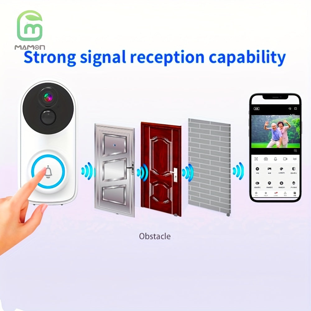 Experience crystal clear video quality with the MAMONCARE 2K HD Video Doorbell Camera. This wireless WiFi camera features two-way audio, smart PIR motion detection, and real-time viewing for both iOS and Android devices. It is also Alexa compatible for