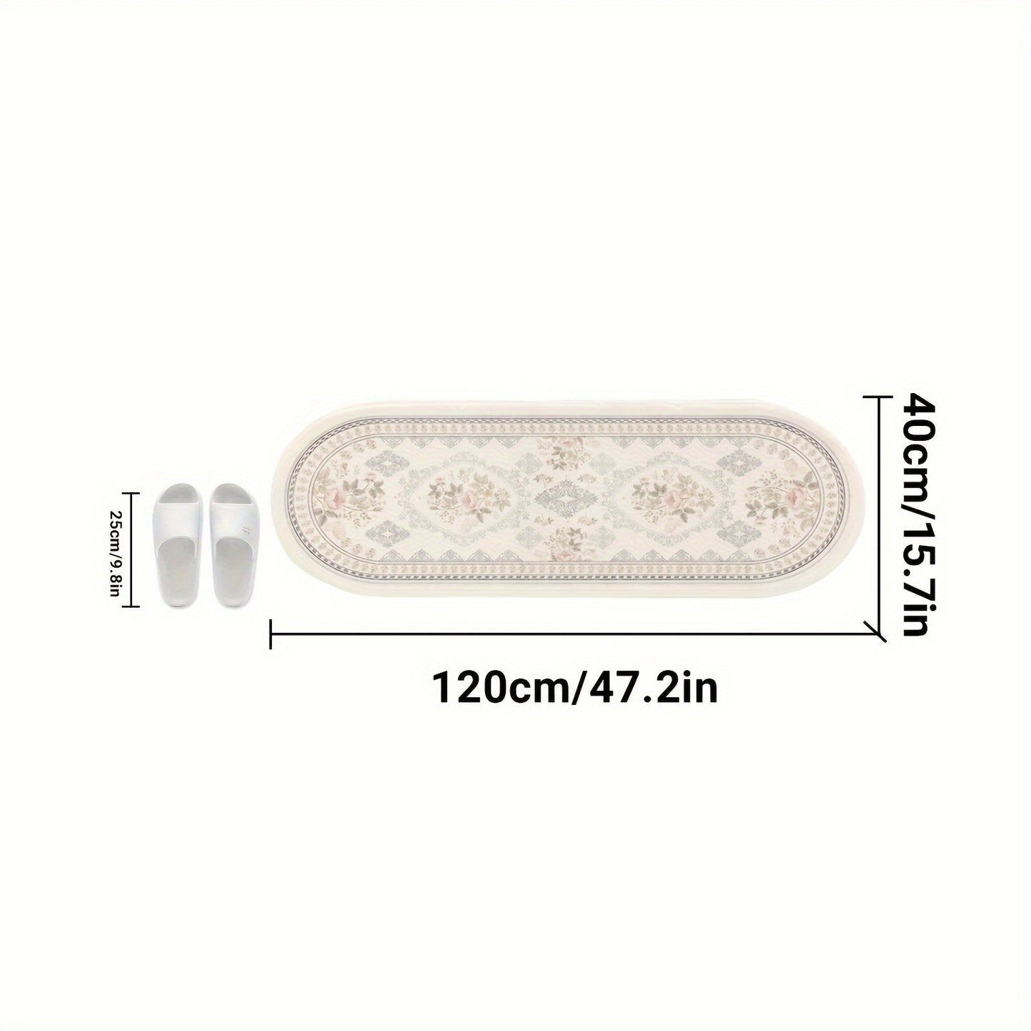 Soft and Non-Slip Plush Flower Pattern Oval Bedside Rug - Decorative Floor Mat for Bedroom, Living Room, and Sofa - Perfect for Farmhouse Home Decor and Aesthetic Indoor Art Supplies