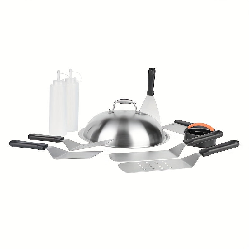 Griddle Accessories Kit with 10 Pieces - Outdoor BBQ Grill Set for Blackstone & Camp Chef, Includes Flat Top Grill Tools, Barbecue Utensil Gifts such as Spatulas, Scraper, Bottles, and Other BBQ Grill Accessories