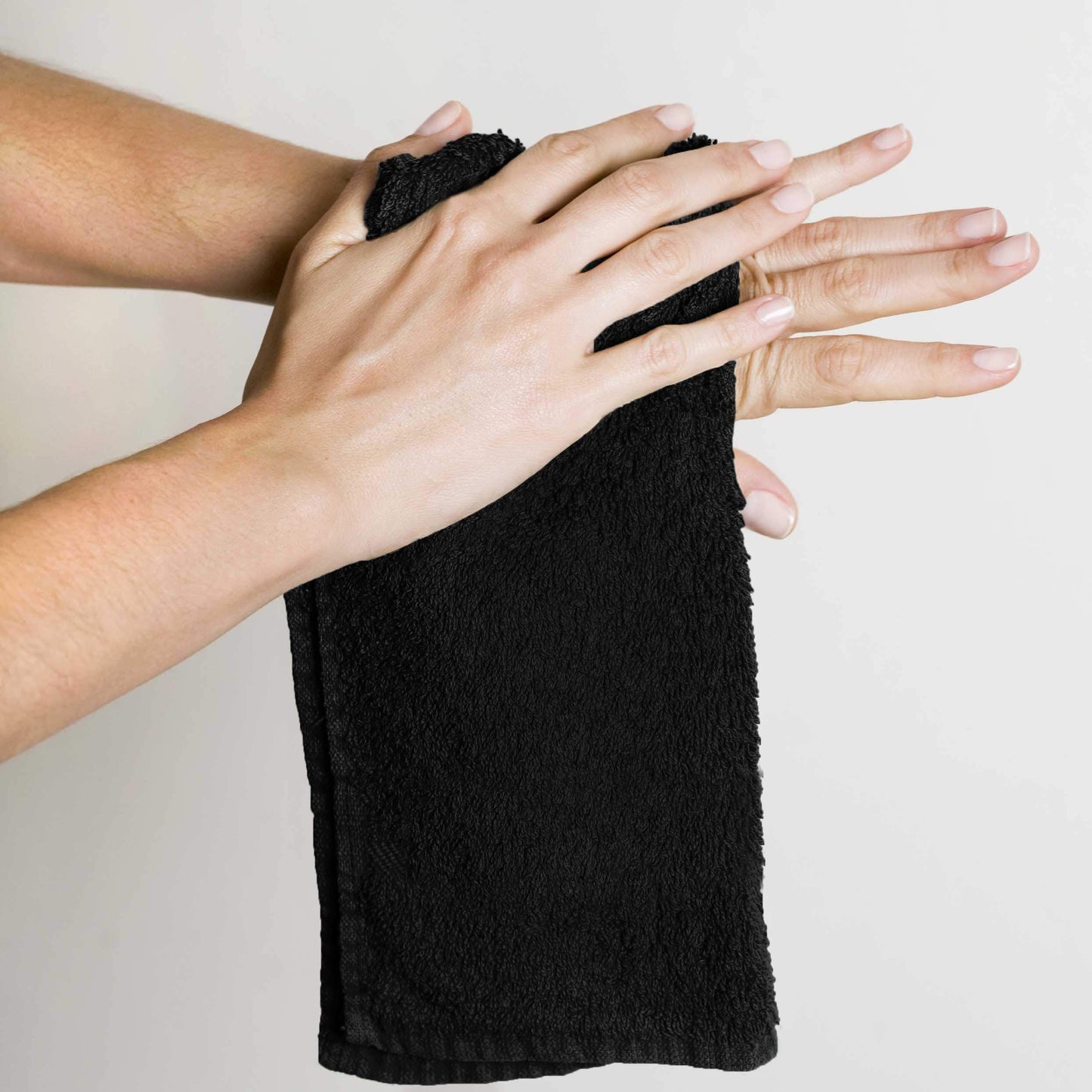 6/12pc Cotton Wash Cloth Set - 30.48cm X 30.48cm, Square, Super Absorbent & Soft Towel (Black)