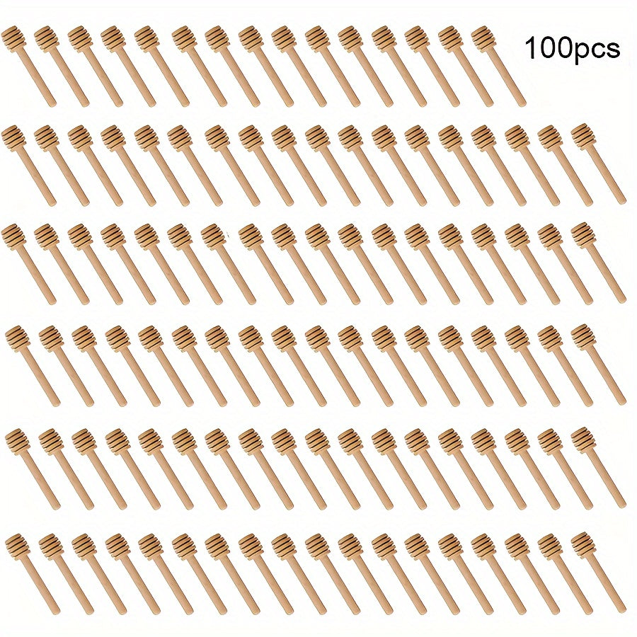 100 Mini Wooden Honey Spoons for Honey Jars and Dessert Making