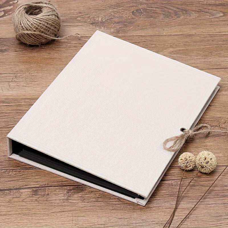 AIOR Linen Cover Refillable Scrapbook Photo Album - 30 Sheets/60 Black Pages, Ideal for Anniversary, Wedding, Birthday, or Christmas Presents