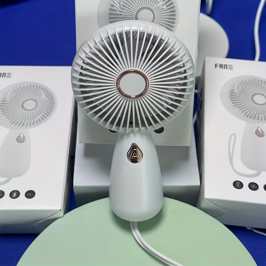 Compact Handheld Mini Fan with LED Lights, USB Rechargeable Quiet Desk Fan, Perfect for Personal Cooling on the Go or at the Office