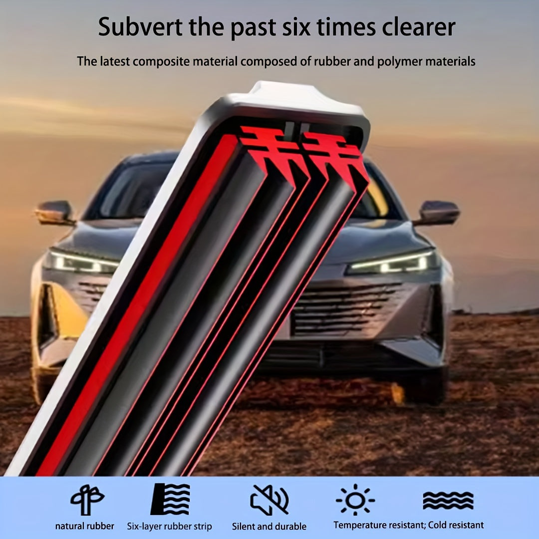 6-layer rubber strip car wiper for J/U hook type blades, 35.56cm-71.12cm, high-definition, silent, durable.