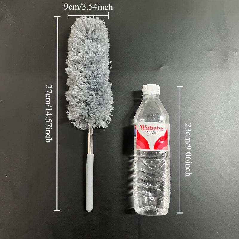 1 Extendable Microfiber Duster with 119.38cm Flexible Pole - Reusable & Washable, Ideal for Home & Garden, Dust Removal Tool|Bendable Head Design|Stainless Steel Pole