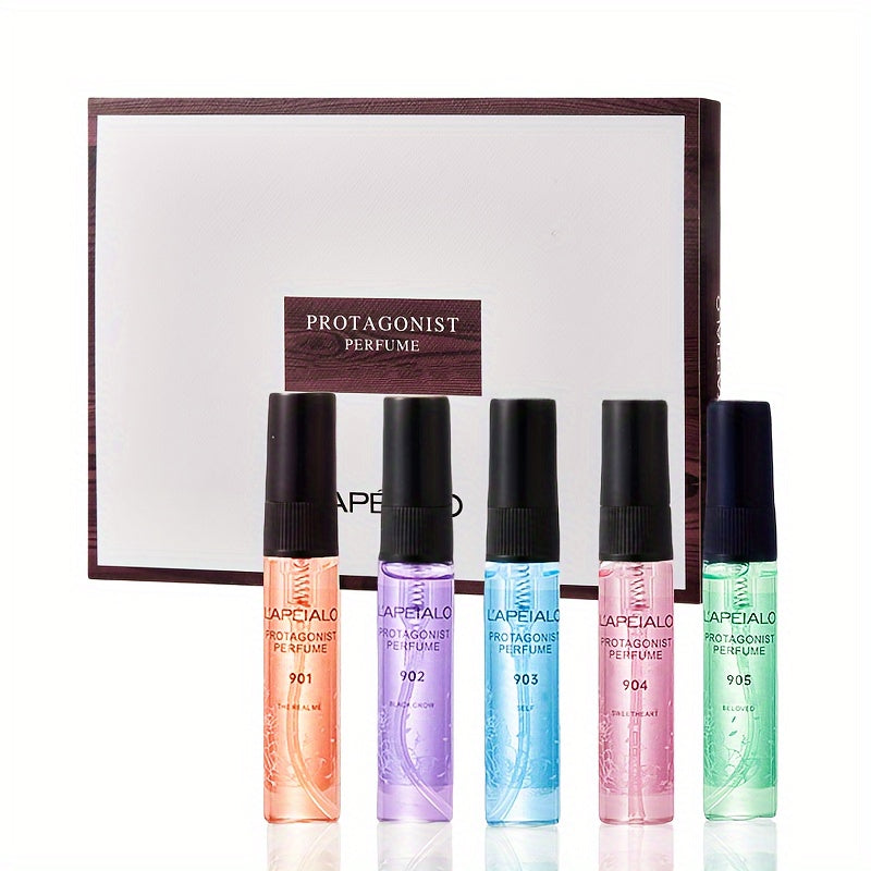 5-piece Women's Perfume Gift Set: 5ml Floral scent, long-lasting, alcohol-infused, ideal for travel or pocket use.