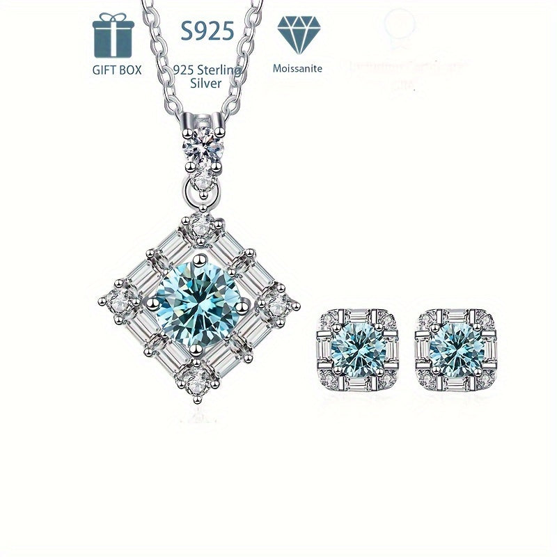 Experience luxury with the Tancise Silver Plated Jewelry Set featuring stunning Moissanite gems. This set includes S925 Sterling Silver 0.5ct stud earrings and a 1ct pendant necklace, both adorned with May birthstones. Perfect for weddings and banquets