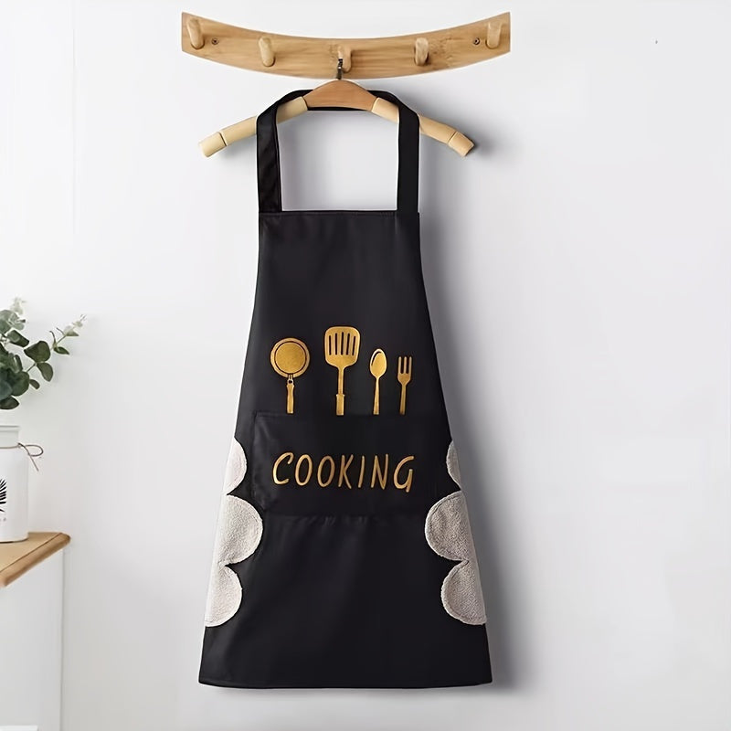 Long-lasting Waterproof Polyester Apron with Convenient Pockets - Oil-Resistant, Easy to Clean Cooking Apron for Both Men & Women - Ideal for Use in the Kitchen and Restaurant Settings