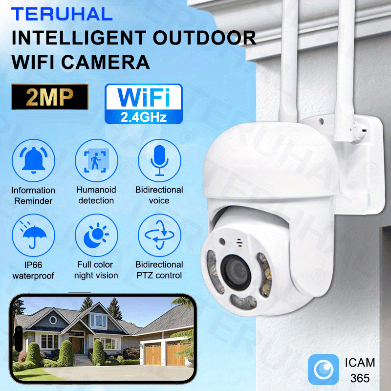 Experience high-quality outdoor surveillance with the 1pc Outdoor Wireless Security Camera. This camera offers 1080P Full HD resolution and a 360-degree panoramic view for comprehensive monitoring. Stay connected with the 2.4G WiFi connection and enjoy