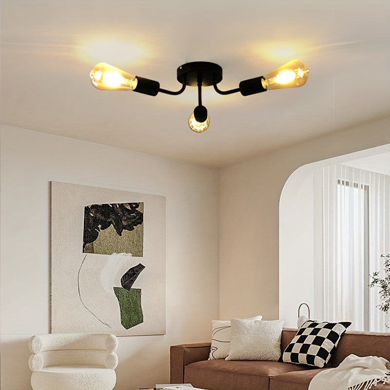 Retro black ceiling light with E27 bulb base for living room, bedroom, kitchen (bulb not included)