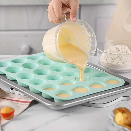 Nordic Green Silicone Baking Mold with 24 Cavities - Perfect for Mini Cakes, Muffins, and Desserts - Use for Ice Cream, Yogurt, Cookies, and More - Great for New Year's Parties and Baking Lovers - Top-notch Baking Accessory