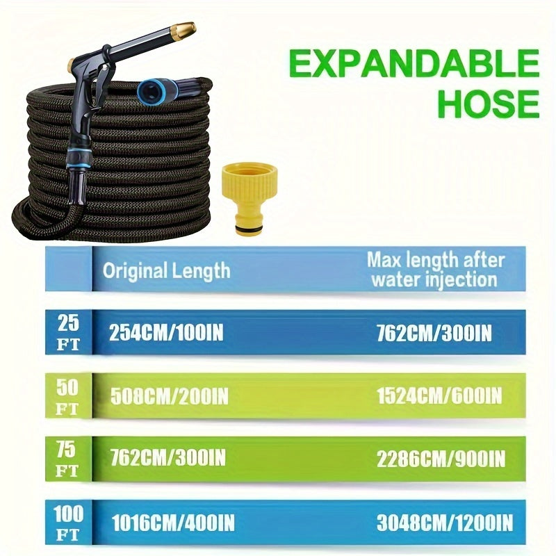 30.48m Expandable Garden Hose with High Pressure Spray Nozzle - Durable, portable, and easy to store, perfect for car wash, pet cleaning, and outdoor use.