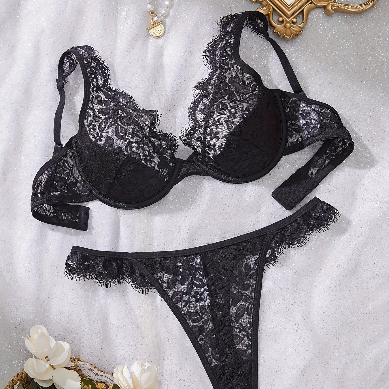 Sensual Lace Bra and Panty Set for Women