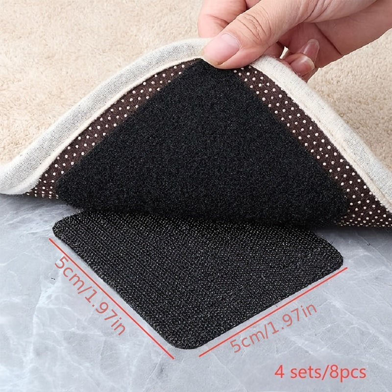 Ensure your carpets stay in place with 4 sets of Carpet Grippers, Hardwood Floor Anti-Slip Mat Grippers, Anti-Slip Tape for Carpets, Anti-Curling Carpet Tape, Car Floor Mat Fasteners, and Strong Self-Adhesive Hook and Loop Tape for a secure hold. Use