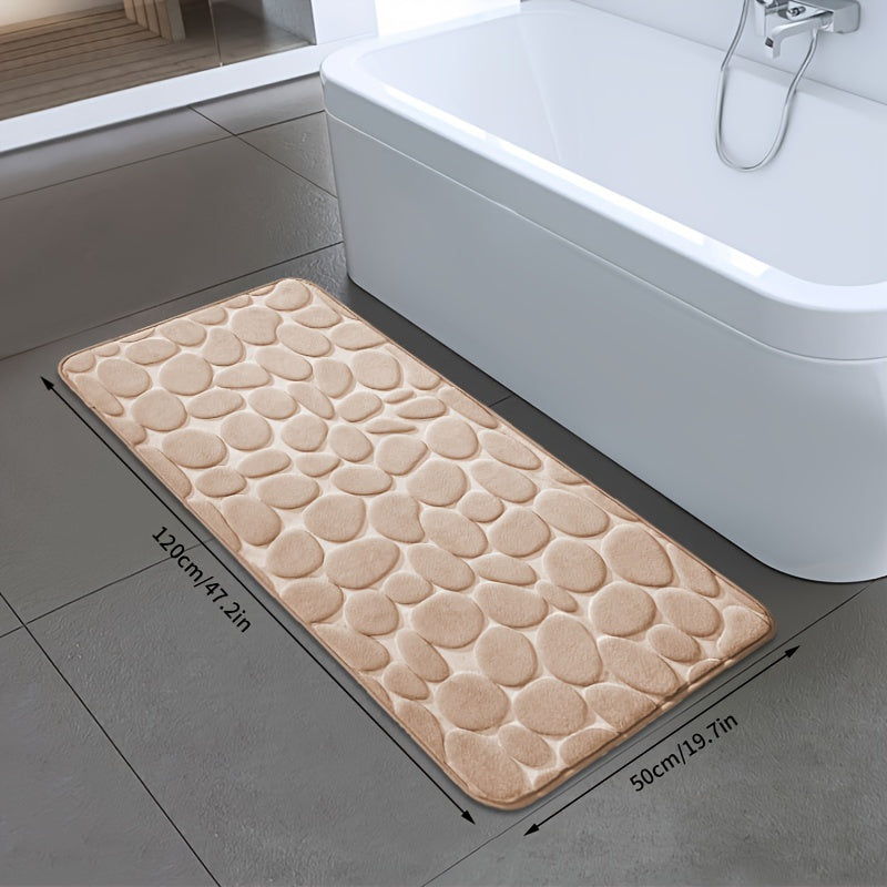 Quick-Dry Pebble Bath Mat, Thick Non-Slip Sponge Floor Mat for Bathroom, Machine Washable, Soft Coral Fleece - Ideal for Home Decor in Kitchen, Laundry Room, Bedroom, and Bathroom.