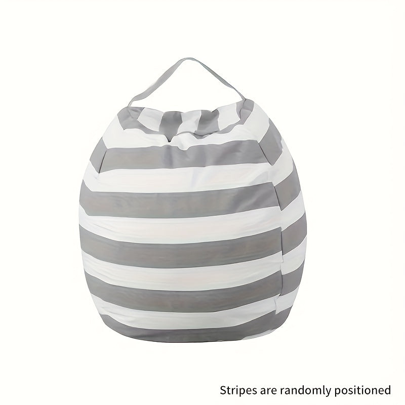 Bean bag chair cover with stripes in a 1-pack, designed for kids. Can fit multiple sizes of stuffed animals and has a zipper for easy access. Doubles as a portable quilt organizer and creative floor cushion sofa for children.