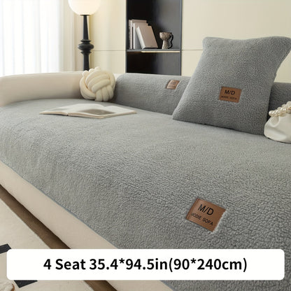 Plush sofa slipcover for all seasons, non-slip and thickened for universal furniture protection in any room.