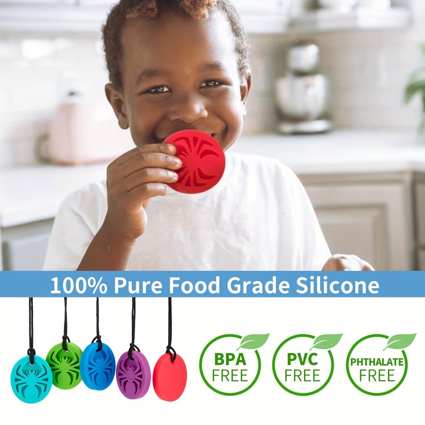 SOSKYGELO Spider Chew Necklaces: Fun and Safe Chew Toys for Kids, Perfect for Teething and Chewing