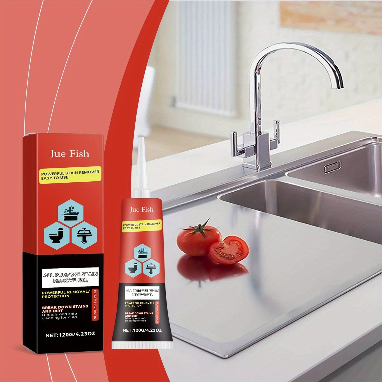 Versatile Stain Cleaning Gel for Removing Grease Stains in the Kitchen and Bathroom - Multi-Effect Brightening Cleaner