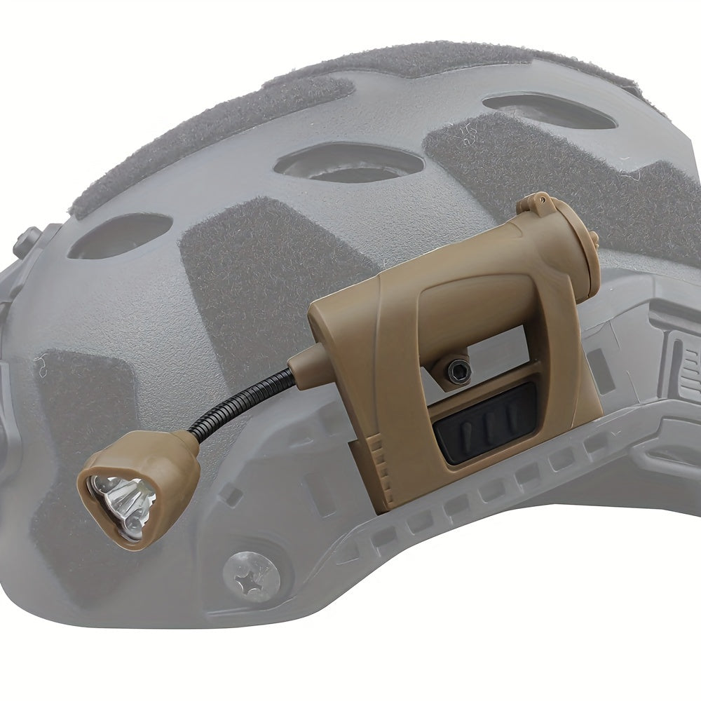 High-powered LED helmet light with clip-on mount for hunting, cycling, and fishing with red, green, and infrared night vision modes and long battery life.