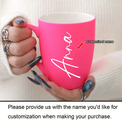 Custom 11oz ceramic coffee mug with personalized name design, ideal for birthday and Valentine's Day gifts for family and friends. Hand wash only.