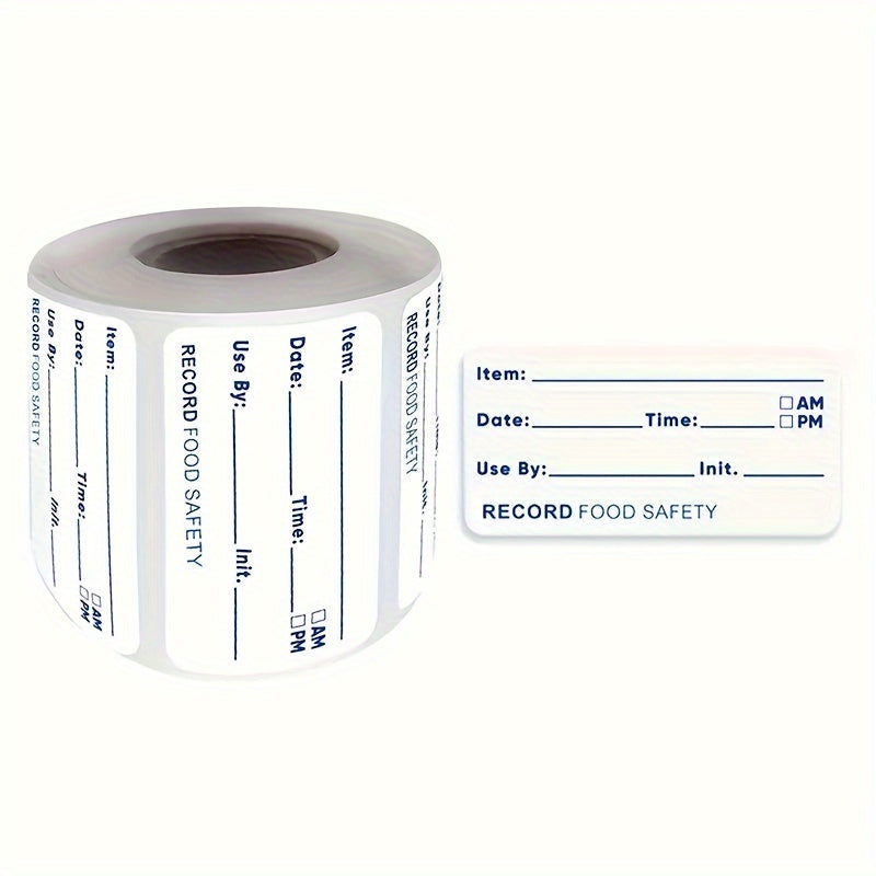 500 pieces of one roll of kitchen disposable waterproof stickers for refrigerator and freezer food storage date labeling. These stickers are ideal for recording food shelf life and are essential kitchen supplies.