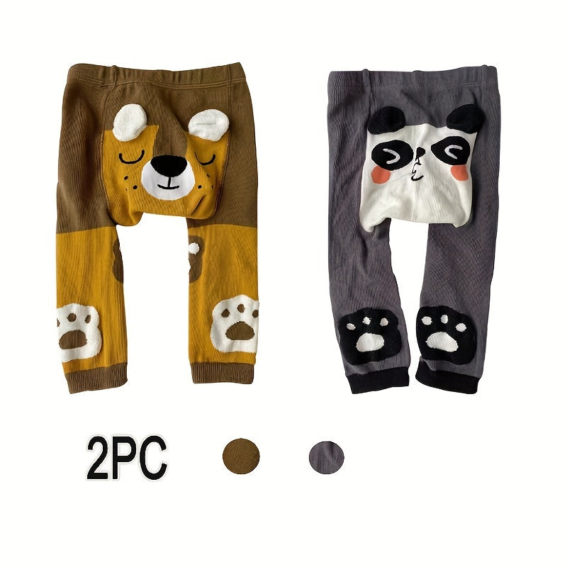 2 cute cartoon cotton blend leggings for youngsters, soft, stretchy, and perfect for all seasons