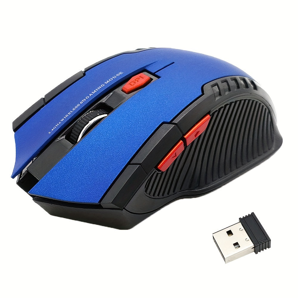 2.4GHz Wireless Gaming Mouse with USB Receiver: 6 programmable buttons, optical sensor for PC and laptop use. Ideal for gamers and notebook users.