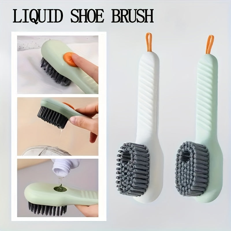 Popular Choice: Ergonomic shoe brush with long handle, built-in soap dispenser, and soft bristles - perfect for cleaning shoes, boots, and jewelry.