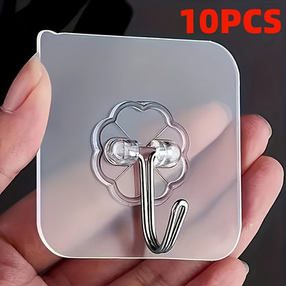 Set of 10/20/30 traceless wall hooks for keys, hats, towels. Easy to install with self-adhesive backing. Suitable for bathroom, bedroom, office, kitchen storage.