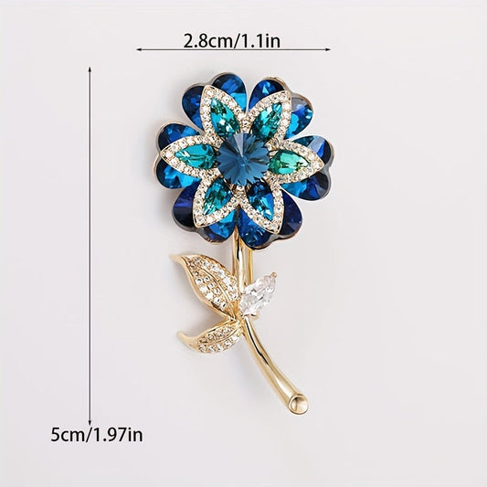 Flower-Shaped Fashion Pin Accessory with Rhinestone Embellishments in Vintage Style for Elegant Women