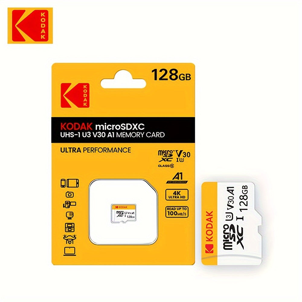 Option 1: Kodak Micro SDXC Card - High-Speed Class 10 V30, Durable UHS-I U1 Memory Card - 32GB/64GB/128GB Options for Smartphones, Cameras, Drones, Dash Cams