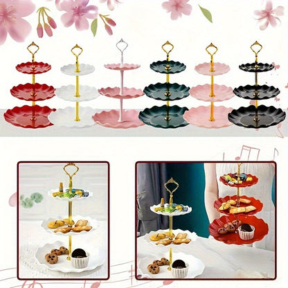 Stylish 3-Tier European Candy & Fruit Stand - Great for Holidays and Parties - Durable, Food-Safe Plastic