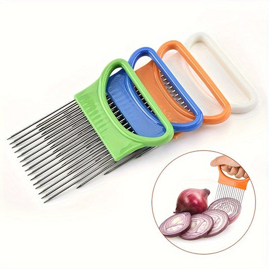 Set of Stainless Steel Onion Holder Slicer and Meat Tenderizer Needle - Kitchen Tool for Easy Slicing and Tenderizing, No Power Needed - Multipack Offer