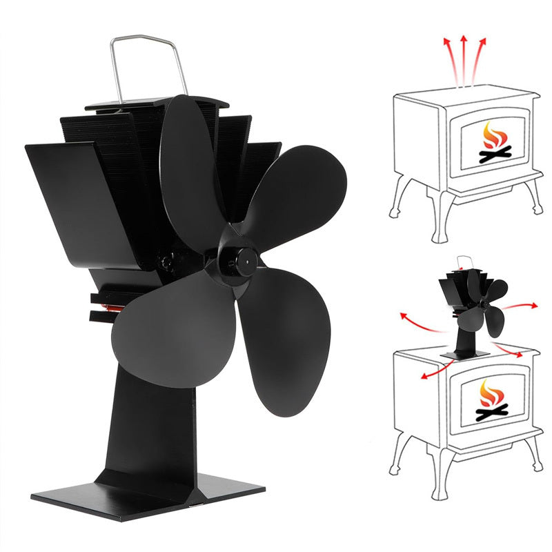 Efficiently heat your space with the 4-Blade Quiet Wood Stove Fan. This portable fireplace and log burner accessory is heat powered and ensures a cozy atmosphere.